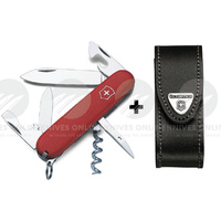 SWISS ARMY KNIFE SWISS TRACKER + BLACK LEATHER BELT POUCH GENUINE VICTORINOX