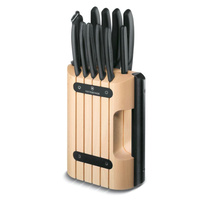 Victorinox 11 Piece Classic Cutlery Block Set Beechwood/Black - 11pc 