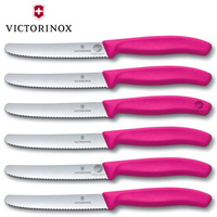 Victorinox Steak & Tomato Knife Pistol Grip 11cm Pink Set x 6 Knives