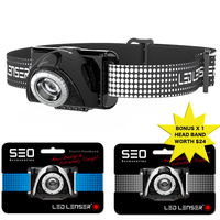 LED LENSER SEO 7R HEAD TORCH 220 LUMENS HEADLAMP BLACK + BONUS HEADBAND