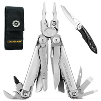 LEATHERMAN SURGE STAINLESS MULTITOOL + NYLON SHEATH + SKELETOOL KBX