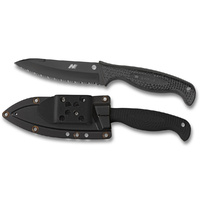 SPYDERCO AQUA SALT SERRATED FIXED BLADE LIGHTWEIGHT BLACK KNIFE + SHEATH B23SBBK