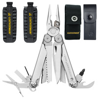 LEATHERMAN WAVE PLUS + STAINLESS MULTITOOL + SHEATH NYLON OR LEATHER + 42 BIT KIT