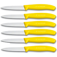 Victorinox Paring Knife Serrated Edge Pointed Tip 8cm Yellow Set x 6 Knives