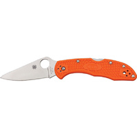 Delica 4 Orange Flat Ground - Plain Blade C11FPOR SPYDERCO