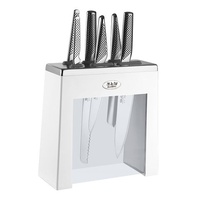 NEW GLOBAL 7Pce WHITE KABUTO Knife Block Set Knives 7 Piece Japanese SAVE