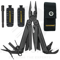 LEATHERMAN WAVE BLACK PLUS + STAINLESS MULTITOOL + SHEATH + BIT KIT + BIT EXTENDER