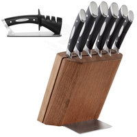 Scanpan 7pc Classic Oak Knife Black Set 18185 + Sharpener 