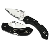 NEW SPYDERCO DRAGONFLY 2 LIGHTWEIGHT BLACK SERRATED BLADE FOLDING KNIFE C28SBK2