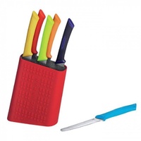 SCANPAN SPECTRUM SOFT TOUCH COLOURED 7PC STEAK KNIFE BLOCK SET KNIVES 7 PIECE SAVE