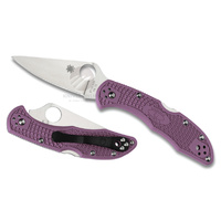 NEW SPYDERCO DELICA 4 PURPLE FLAT GROUND PLAIN BLADE FOLDING KNIFE C11FPPR