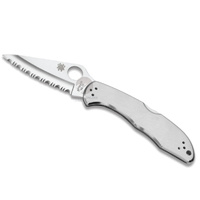 NEW SPYDERCO DELICA 4 STAINLESS STEEL SERRATED BLADE FOLDING KNIFE C11S