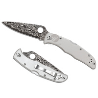 NEW SPYDERCO ENDURA 4 TITANIUM DAMASCUS PLAIN BLADE FOLDING KNIFE C10TIPD