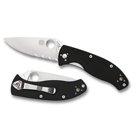 NEW SPYDERCO TENACIOUS G-10 BLACK COMBO BLADE FOLDING KNIFE C122GPS