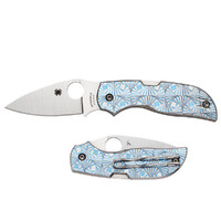 SPYDERCO CHAPARRAL BLUE STEPPED TITANIUM CTS XHP PLAIN BLADE KNIFE C152STIBLP