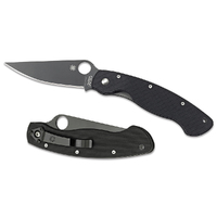 NEW SPYDERCO MILITARY MODEL G-10 BLACK PLAIN BLACK BLADE KNIFE C36GPBK