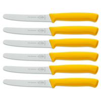 6 x F DICK FDICK MICRO SERRATED UTILITY STEAK TOMATO SAUSAGE KNIVES YELLOW