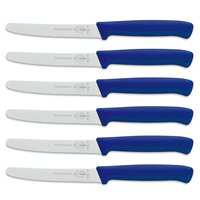 6 x F DICK FDICK MICRO SERRATED UTILITY STEAK TOMATO SAUSAGE KNIVES BLUE