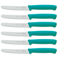 6 x F DICK FDICK MICRO SERRATED UTILITY STEAK TOMATO SAUSAGE KNIVES TURQUOISE