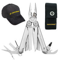 NEW LEATHERMAN WAVE PLUS + STAINLESS MULTITOOL + SHEATH + BASEBALL CAP