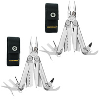 NEW LEATHERMAN 2 X WAVE STANDARD STAINLESS STEEL MULTITOOL + NYLON SHEATH SAVE!