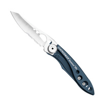 LEATHERMAN SKELETOOL KBX FOLDING POCKET KNIFE COMBO BLADE DENIM BLUE