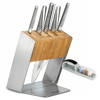 Global Knives Katana 7pc Knife Block Set + 3 Stage Mino Sharpener