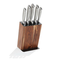 STANLEY ROGERS 41410 BLACK 6PC ACACIA KNIFE BLOCK 6 PIECE STAINLESS STEEL CHEFS KNIVES