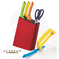 SCANPAN SPECTRUM 6PC UNI COLOUR BLOCK KNIFE SET 18759 SHEARS KNIVES & W/ SHARPENER