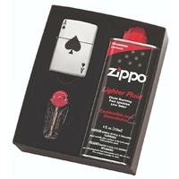 NEW ZIPPO LUCKY ACE LIGHTER WITH FLUIDS + FLINTS 95411GP GIFT BOX FREE POST