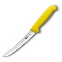 VICTORINOX FIBROX CURVED WIDE BLADE BONING 15CM BUTCHER KNIFE 5.6508.15 YELLOW