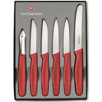 NEW VICTORINOX 6PC PARING KNIFE SET 6 PIECE - RED