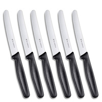 VICTORINOX STEAK KNIVES SET OF 6 ERGONOMIC SERRATED ROUND TIP BLACK COLOUR SAVE