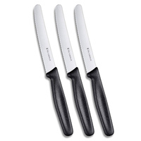 3pc Victorinox Steak Knife Knives Set Stainless Steel Cutlery Serrated BLACK 5.0833