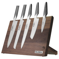 GLOBAL TAKUMI WALNUT MAGNETIC 6PC KNIFE BLOCK SET KNIVES JAPAN 6 PIECE