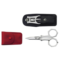 VICTORINOX POCKET SCISSOR STAINLESS STEEL FOLDABLE W/LEATHER POUCH 8.1034.10