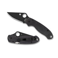 SPYDERCO PARA MILITARY 3 G-10 BLACK SATIN PLAIN BLADE FOLDING KNIFE C223GPBK