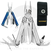LATEST 2018 LEATHERMAN WAVE PLUS + STAINLESS MULTITOOL + SHEATH + SQUIRT BLUE