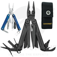LATEST 2018 LEATHERMAN BLACK WAVE PLUS + MULTITOOL + SHEATH + SQUIRT BLUE