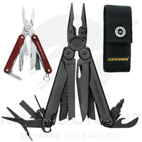 LATEST 2018 LEATHERMAN BLACK WAVE PLUS + MULTITOOL + SHEATH + SQUIRT RED