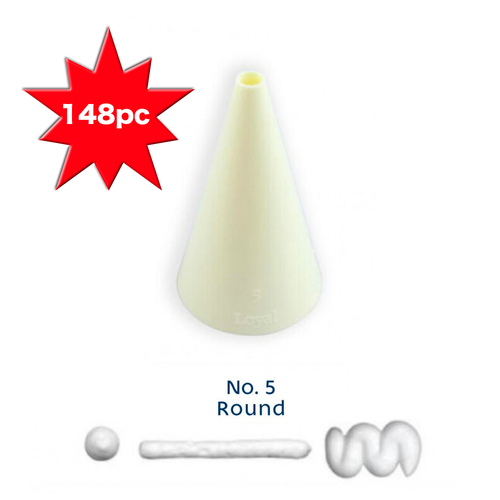 Loyal Round Piping Nozzle Plain Plastic No. 5 | Bulk Lot of 148 Pieces