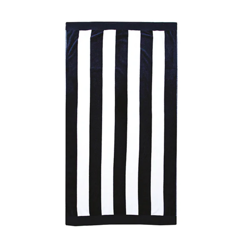 Bambury Classic Stripe Velour Beach Towel | Navy 95 x 175cm