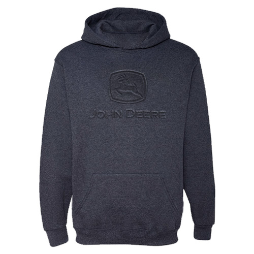 John Deere Men's Brushed Fleece Hoodie /Jumper Embossed Logo Navy Size 2XL