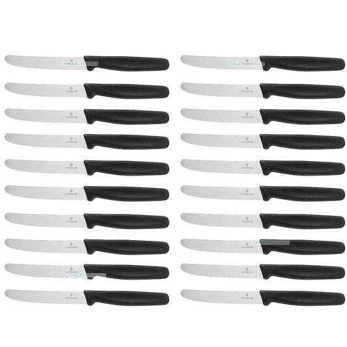 Victorinox Steak and Tomato Knife 11cm Wavy Edge - Set of 20 - Black 5.0833
