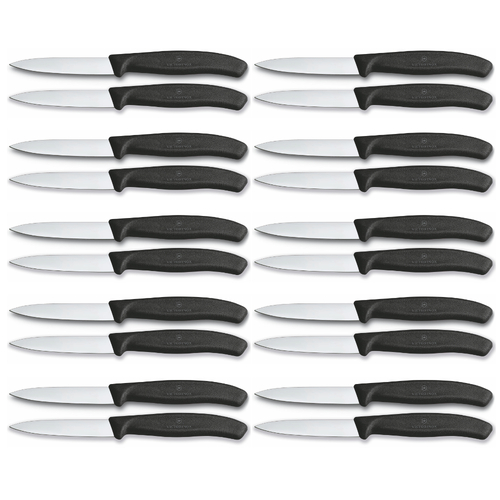 Victorinox Swiss Classic Paring 8cm Knife Pointed Blade Black 6.7603 - Set of 20