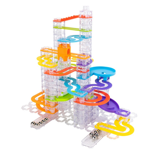 Fat Brain Toy Co 124pc Trestle Tracks Marble Run Builder New Deluxe Set 8y+ 