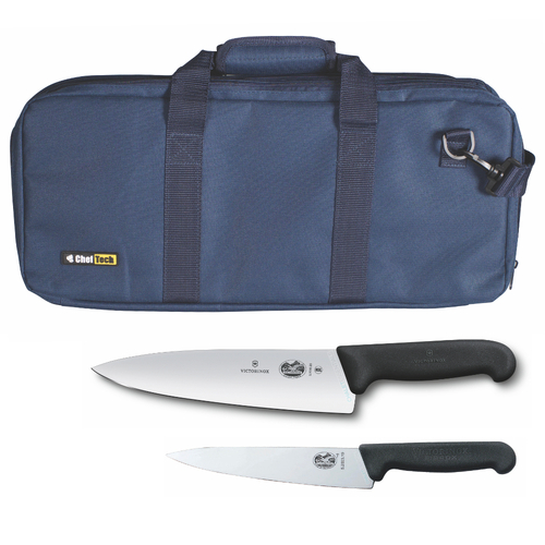 ChefTech 3pc Chef Starter Knife Set Blue Bag & Victorinox 15cm Cook & 20cm Knives