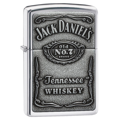 Zippo Jack Daniel's Label Pewter Chip Lighter - High Polished Chrome