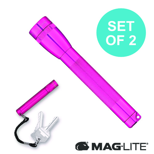 NEW MAGLITE 2AA FLASHLIGHT HOT PINK & SOLITAIRE MADE IN USA 