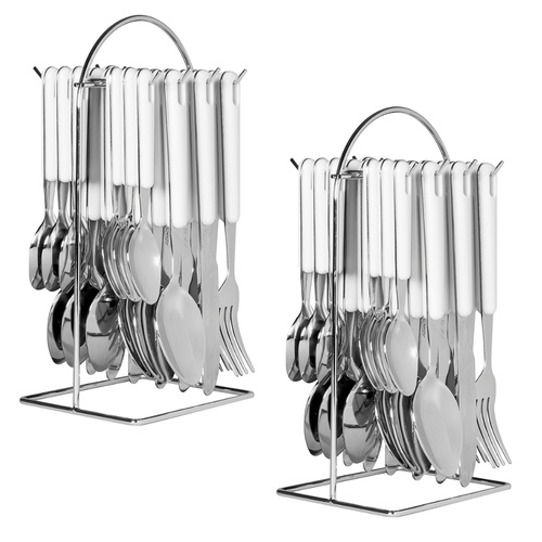 Avanti 48 Piece Stainless Steel Hanging Cutlery Set White - 2 x 24pc
